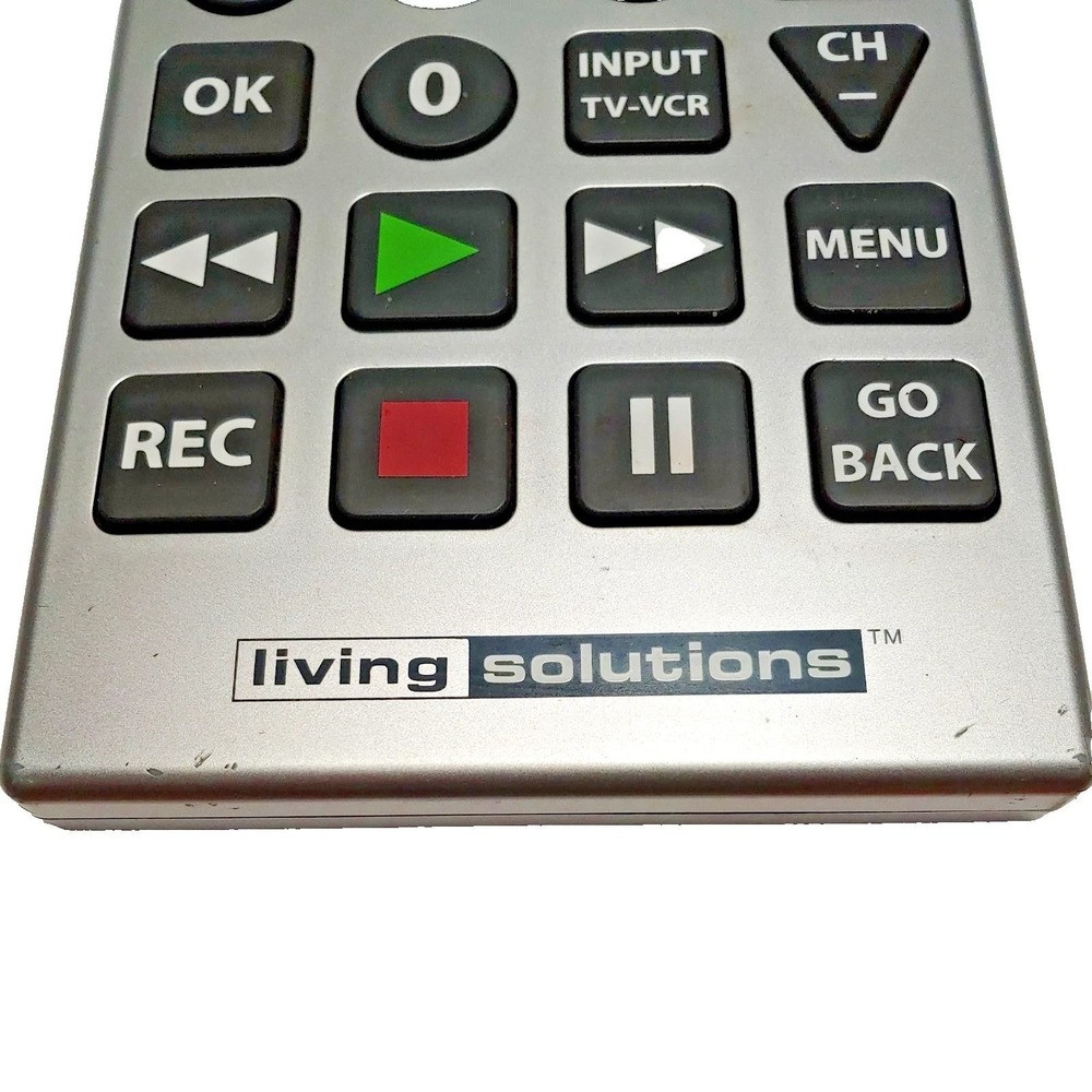 Living Solutions Big Button Universal Remote Control TV VCR DVD Silver Tone - Picture 5 of 5